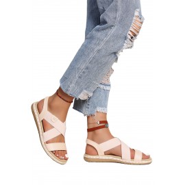 Pink Crisscross Straps Open Toe Sandals